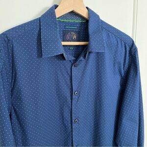 John Lennon Limited Edition Blue Dotted Long Sleeves Button Down Shirt - XL
